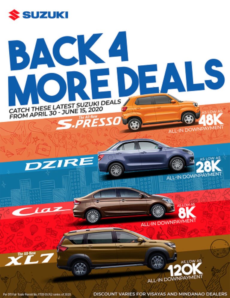 Suzuki PH Reopens Dealerships; Offers ‘4’ More Deals! 2020 Suzuki Back4MoreDeals01