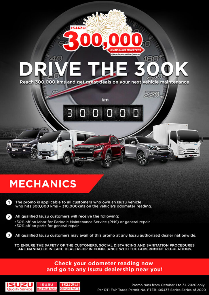 Isuzu PH Celebrates 300,000 Unit Sales Milestone 2020 Isuzu Drive the 300K Promo